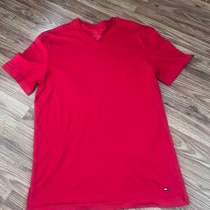 Tommy Hilfiger Men's Bright Red V-Neck Tee